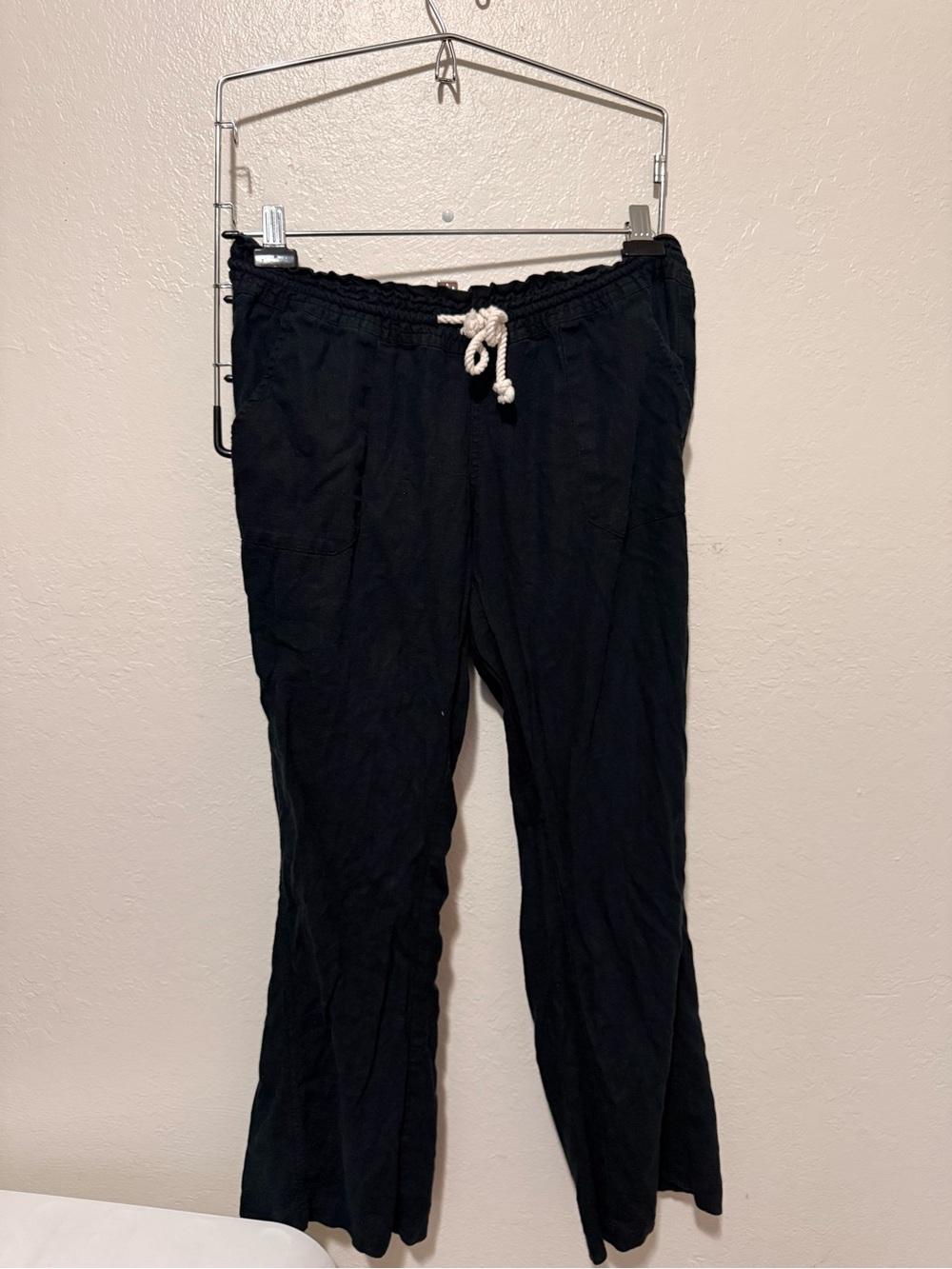 Roxy Black Drawstring linen Pants XL